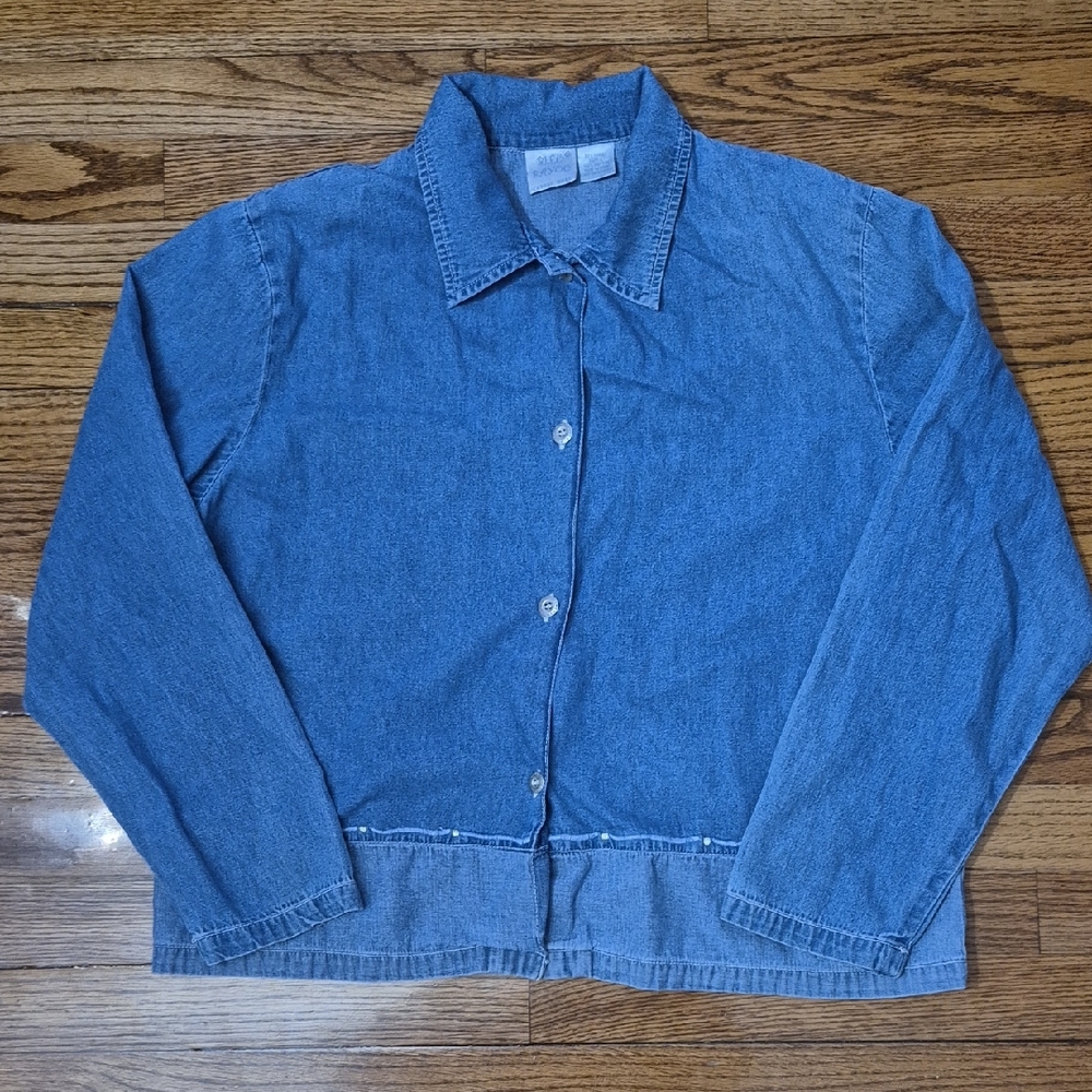 Classic Blue Women's Jean Jacket With Sun And Star Details